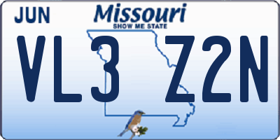 MO license plate VL3Z2N