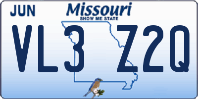 MO license plate VL3Z2Q