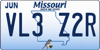 MO license plate VL3Z2R