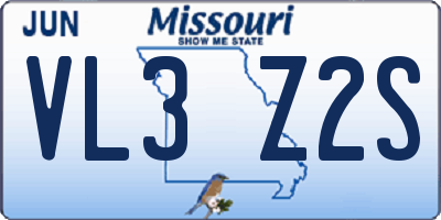 MO license plate VL3Z2S