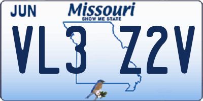MO license plate VL3Z2V