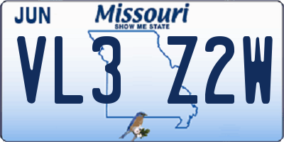 MO license plate VL3Z2W
