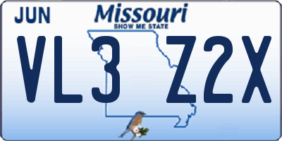 MO license plate VL3Z2X