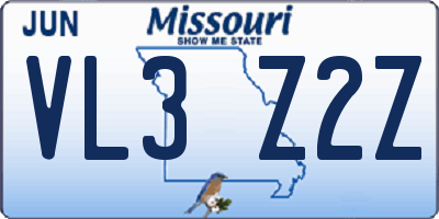 MO license plate VL3Z2Z