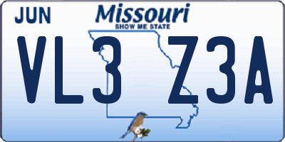 MO license plate VL3Z3A