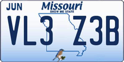 MO license plate VL3Z3B