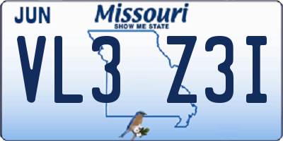 MO license plate VL3Z3I