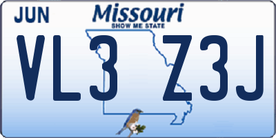MO license plate VL3Z3J