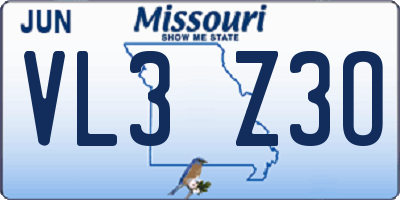 MO license plate VL3Z3O