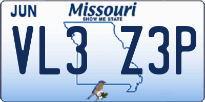 MO license plate VL3Z3P