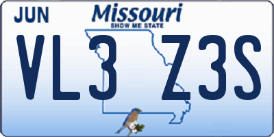 MO license plate VL3Z3S