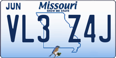 MO license plate VL3Z4J