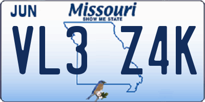 MO license plate VL3Z4K