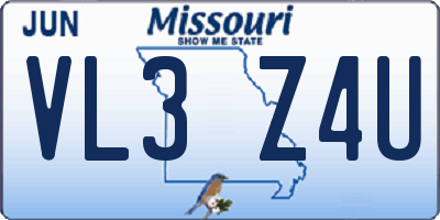 MO license plate VL3Z4U