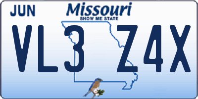 MO license plate VL3Z4X