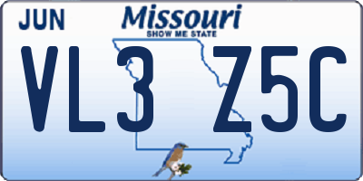 MO license plate VL3Z5C