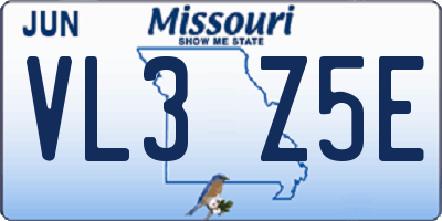 MO license plate VL3Z5E