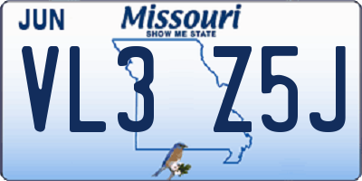 MO license plate VL3Z5J
