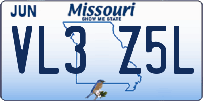 MO license plate VL3Z5L