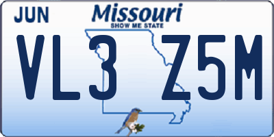 MO license plate VL3Z5M