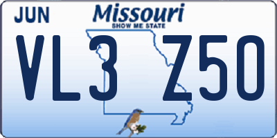 MO license plate VL3Z5O