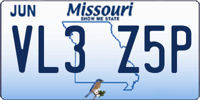 MO license plate VL3Z5P
