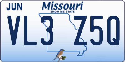 MO license plate VL3Z5Q