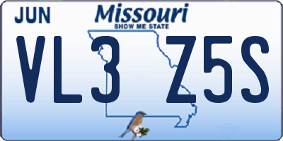 MO license plate VL3Z5S