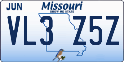 MO license plate VL3Z5Z