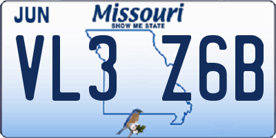 MO license plate VL3Z6B