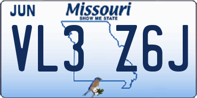 MO license plate VL3Z6J