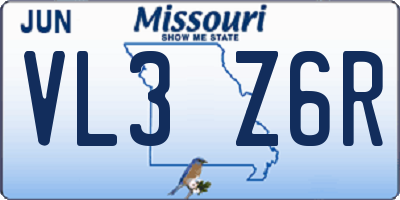 MO license plate VL3Z6R