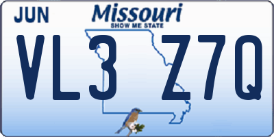 MO license plate VL3Z7Q