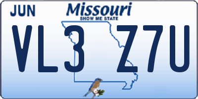 MO license plate VL3Z7U