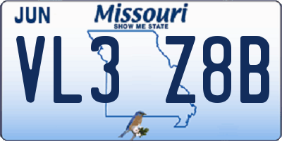 MO license plate VL3Z8B