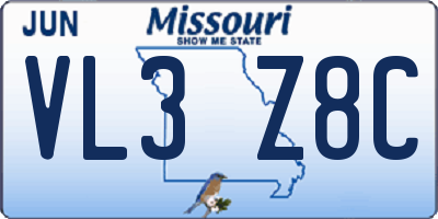 MO license plate VL3Z8C
