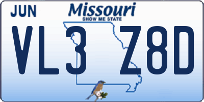 MO license plate VL3Z8D