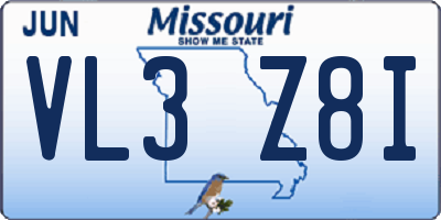 MO license plate VL3Z8I
