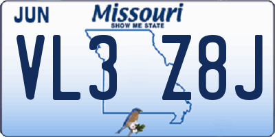 MO license plate VL3Z8J