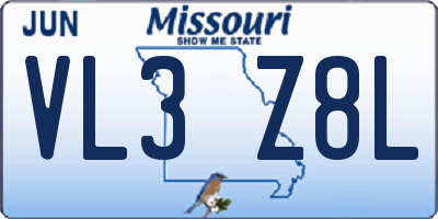 MO license plate VL3Z8L