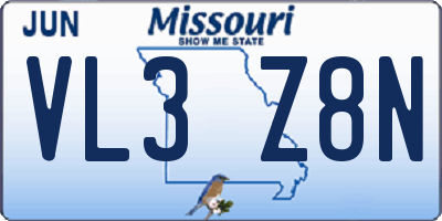 MO license plate VL3Z8N