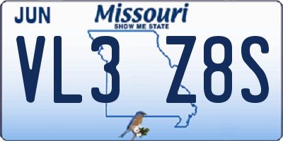 MO license plate VL3Z8S