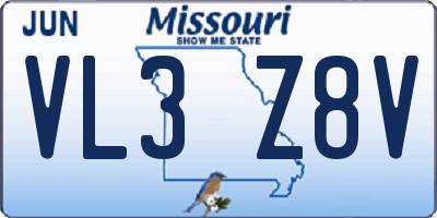 MO license plate VL3Z8V