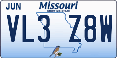 MO license plate VL3Z8W