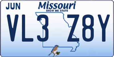 MO license plate VL3Z8Y