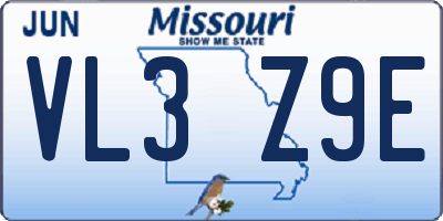 MO license plate VL3Z9E