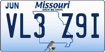 MO license plate VL3Z9I