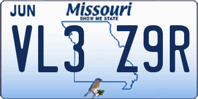 MO license plate VL3Z9R