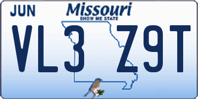 MO license plate VL3Z9T