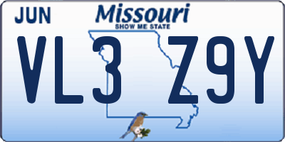 MO license plate VL3Z9Y